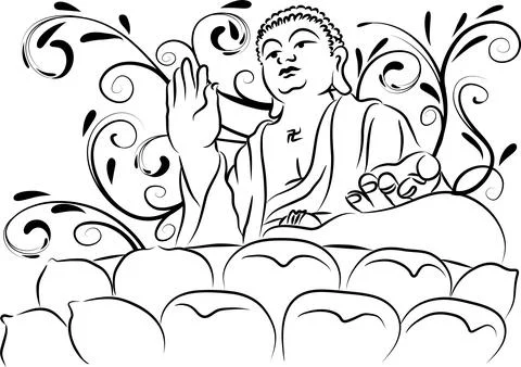 Vector cartoon Buddha drawing design illustration Illustrazione stock