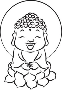 Vector cartoon Buddha drawing design illustration Stock Illustration