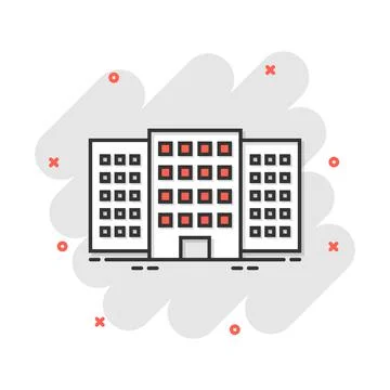 Vector cartoon building in comic style. House sign illustration pictogram. Bu Ilustración de archivo
