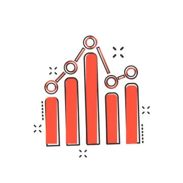Vector cartoon business graph icon in comic style. Chart sign illustration pi Illustrazione stock
