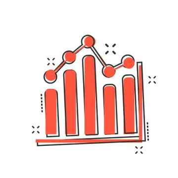 Vector cartoon business graph icon in comic style. Chart sign illustration pi Illustrazione stock