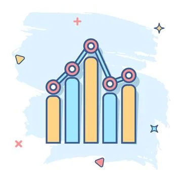 Vector cartoon business graph icon in comic style. Chart sign illustration pi Illustrazione stock