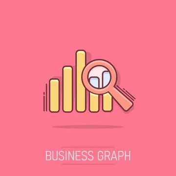 Vector cartoon business graph icon in comic style. Chart sign illustration .. Stock Illustration