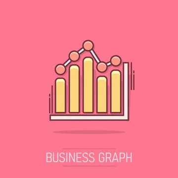 Vector cartoon business graph icon in comic style. Chart sign illustration .. Illustrazione stock