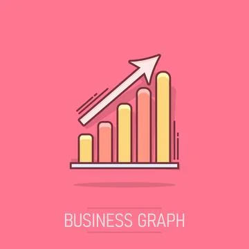 Vector cartoon business graph icon in comic style. Chart sign illustration .. Stock Illustration