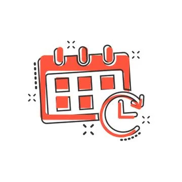 Vector cartoon calendar icon in comic style. Reminder agenda sign illustratio 스톡 일러스트