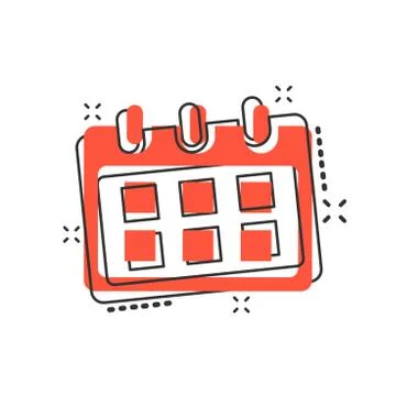 Vector cartoon calendar icon in comic style. Reminder agenda sign illustratio イラスト素材