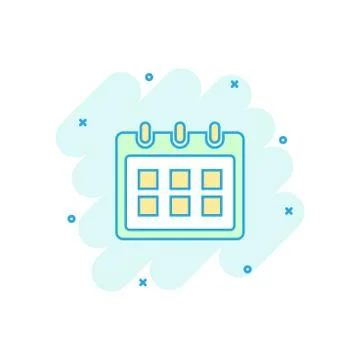 Vector cartoon calendar icon in comic style. Reminder agenda sign illustratio Stockillustratie