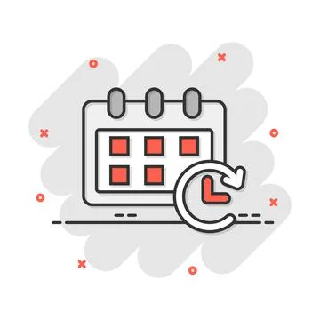 Vector cartoon calendar icon in comic style. Reminder agenda sign illustratio Stockillustratie