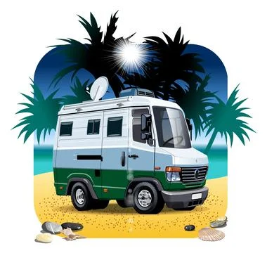 Vector Cartoon Camper Van Stock Illustration