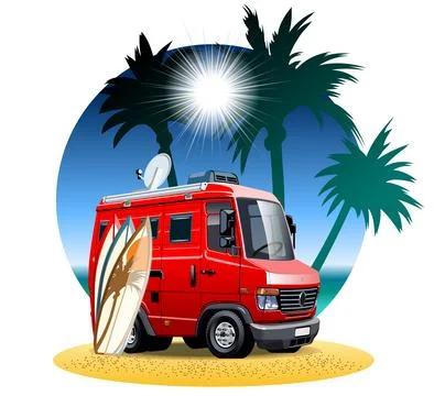 Vector Cartoon Camper Van Stock Illustration
