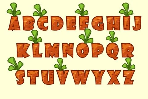 Vector Cartoon carrot font Stock Illustration