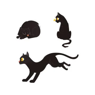 Vector cartoon cat animals set isolated イラスト素材