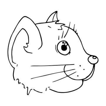 Vector  of a cartoon cat face. Hand drawn cat. Stock Illustration