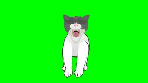 A vector cartoon cat roaring and yawning in showing strength Stock Footage 285959457