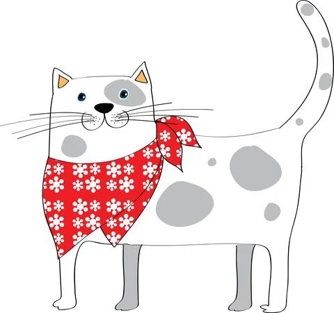 Vector cartoon cat in scarf Stock Illustration