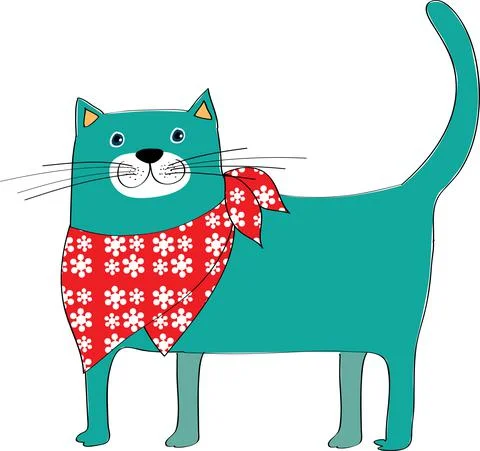 Vector cartoon cat in scarf Stock Illustration