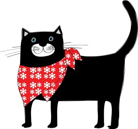 Vector cartoon cat in scarf Stock Illustration