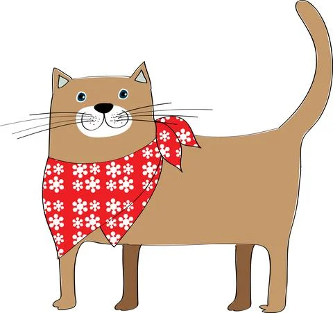 Vector cartoon cat in scarf Stock Illustration