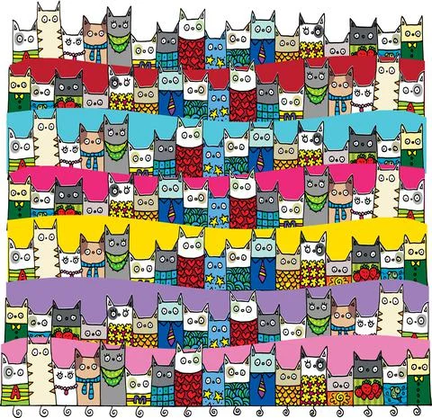 Vector Cartoon cats background Stock Illustration