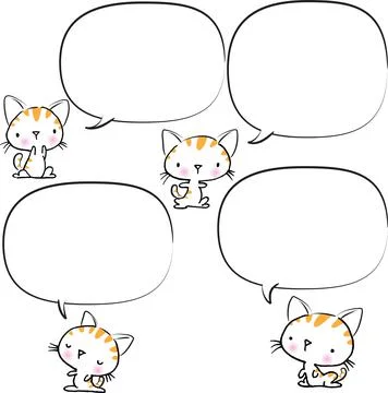 Vector cartoon cats with border frame speech bubble set Stock Illustration