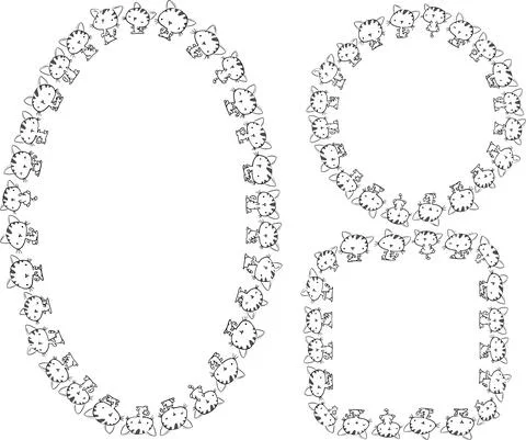 Vector cartoon cats  border frame background set Stock-Illustration