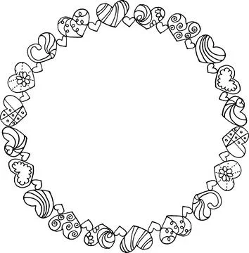 Vector Cartoon cats circle border frame background Stock Illustration