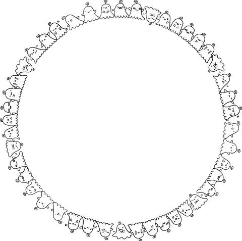 Vector Cartoon cats circle border frame background Illustrazione stock