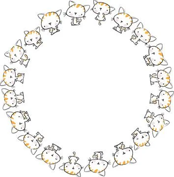 Vector cartoon cats circle border frame background Stock Illustration