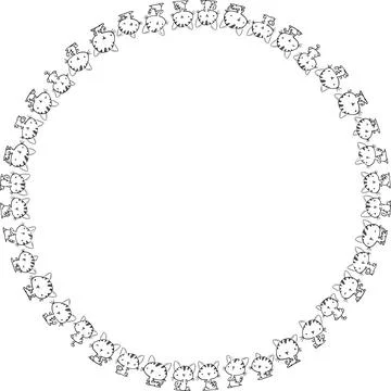 Vector cartoon cats circle border frame background Stock Illustration