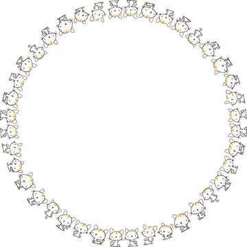Vector Cartoon cats circle border frame background Stock Illustration