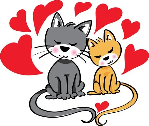 Vector cartoon cats fall in love Stock Illustration
