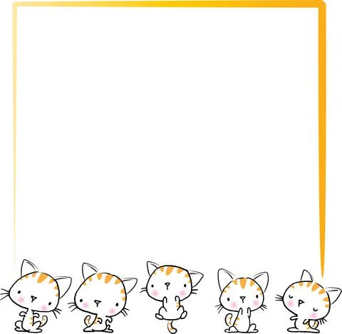Vector cartoon cats square border frame background Illustrazione stock