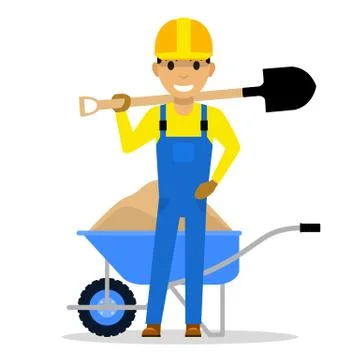 Vector cartoon character builder holding a shovel Stock Illustration