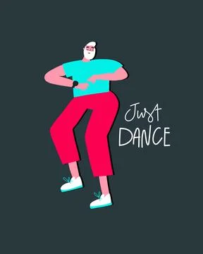 Vector cartoon character dancing man, moving body, modern dance Stock Illustration