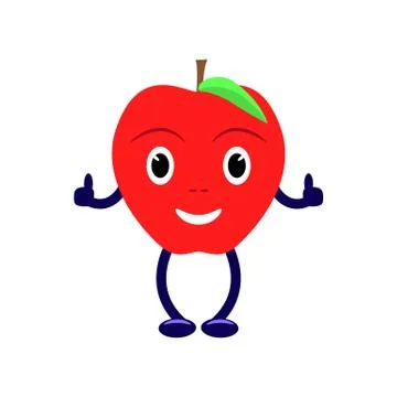 Vector cartoon character with a red apple Stock Illustration