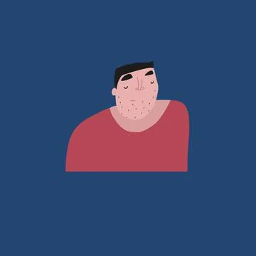 Vector cartoon character sad man upset by something Stock Illustration