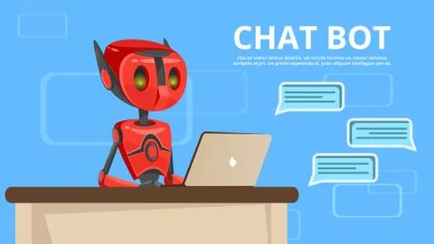 Vector cartoon chat bot poster background template Illustration