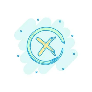 Vector cartoon check marks cross, no icon in comic style. Wrong sign illustra Stock Illustration