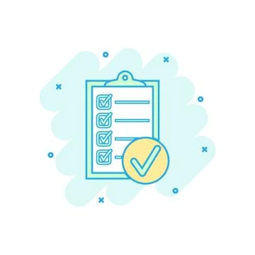 Vector cartoon checklist icon in comic style. Checklist, task list sign illus Stock Illustration