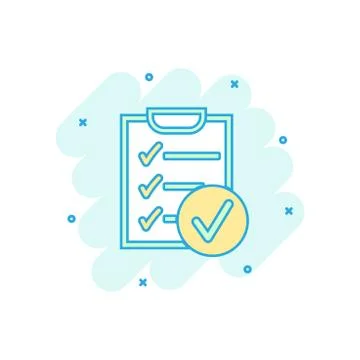 Vector cartoon checklist icon in comic style. Checklist, task list sign illus Illustrazione stock