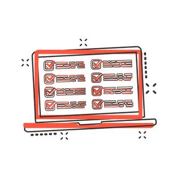 Vector cartoon checklist with notebook icon in comic style. Checklist, task l Stock Illustration