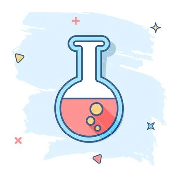 Vector cartoon chemical test tube icon in comic style. Laboratory glassware s Ilustración de archivo