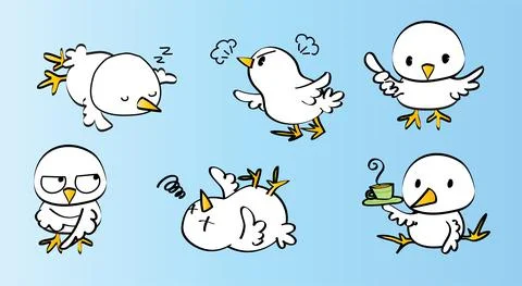 Vector cartoon chicks emoji sticker set Stock Illustration