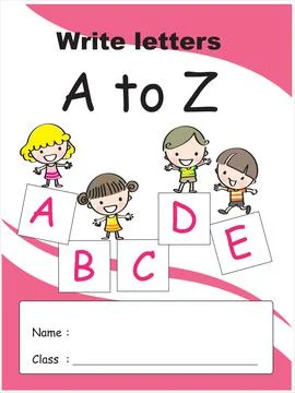 Vector cartoon children with abcd education pre school background book cover Stock Illustration