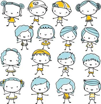 Vector cartoon children set Stock Illustration