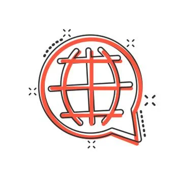 Vector cartoon choose or change language icon in comic style. Globe world com Illustrazione stock