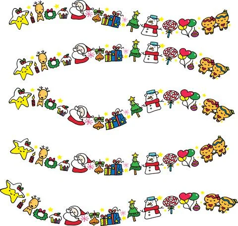 Vector cartoon Christmas border frame set Stock Illustration
