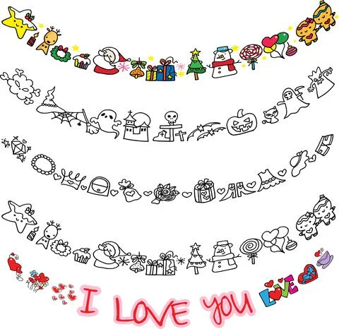 Vector cartoon Christmas border frame set Stock Illustration