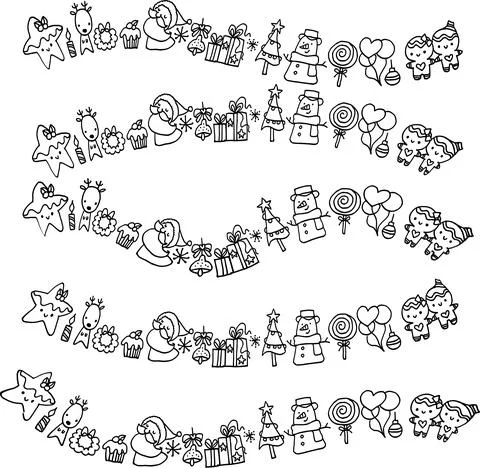 Vector cartoon Christmas border frame set Stock Illustration